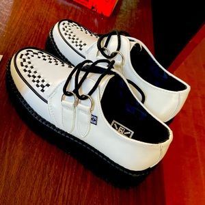 PLATFORM WHITE LEATHER CREEPERS